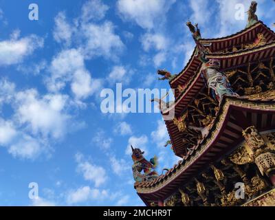 Zhulinshan Temple in Linkou, 22 Feb, 2023: The Lunar New Year`s Day when the crowds are still lively at Zhulinshan Temple in Linkou, New Taipei City, Stock Photo